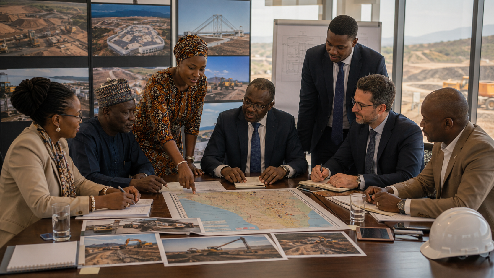 Government and mining leaders discussing development and implementation